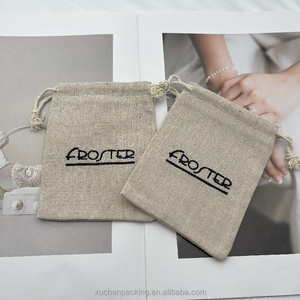 Túi quà Giáng sinh, cưới hỏi bằng vải bố thô, vải gai, vải lanh, vải cotton có dây rút, thêu logo tùy chỉnh - Product Image 6