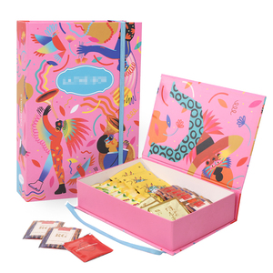 Boîtes à thé en papier chaudes ouvertes du milieu ensemble à thé de luxe de couleur rose emballage pour boîte-cadeau - Product Image 1