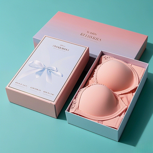 Lüks kadın oluklu kurulu sutyen iç çamaşırı hediye ambalaj kutuları sünger astar ile zarif kabartmalı iç çamaşırı setleri - Product Image 4