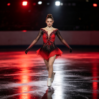 Robe de patinage artistique dégradé rouge et noir, dos en V profond, manches longues en maille, ornée de strass, pour enfants et adultes, pour compétition et performance