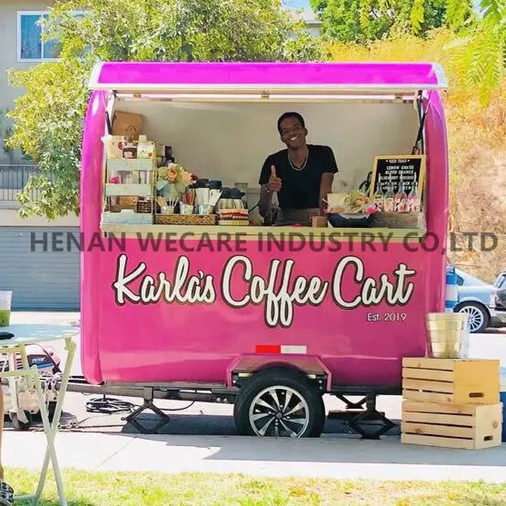 WECARE Mobile Coffee Shop Helado Hot Dog Cart Pink Mini Mobile Food Van Trailer a la venta Precio barato