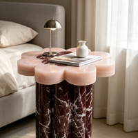 Table d'appoint moderne et minimaliste, écologique, en marbre naturel rose onyx Rosso Levanto, pour salon de luxe
