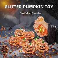 Jouet Squishy Citrouille d'Halloween à Presser avec Poudre Scintillante, Anti-stress Créatif, Fantôme à Serrer, Doux et Amusant, en TPR, pour Adultes 14+