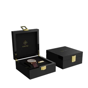 Classical Single Luxury Wooden Custom Logo Watch Packaging Gift Box Unique Jewelry Gift Watch Box