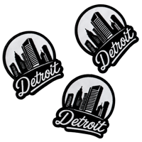 Patchs brodés noir et blanc de 3 pouces avec motif de la ligne de skyline de Detroit, en stock, thermocollants pour chapeaux et vêtements