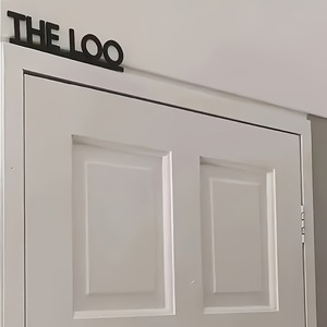 Insegna da Bagno Moderna in Legno LOO, Decorazione da Parete Nera Audace, Stile Minimalista per Montaggio su Porta o Parete, Arredamento Casa - Product Image 5