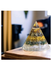 Pirámide de Ágata Mirani de Lujo con Piedras Preciosas Doradas, Citrino, Ojo de Tigre y Pirita - Decoración Ecológica para el Hogar y Regalo - Product Image 3