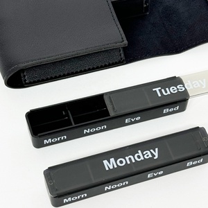 Wholesale Premium Factory-Produced <b>Black</b> Medicine <b>Storage</b> <b>Box</b> 28 Compartments Portable Moisture-Proof Pill Organizer PP Leather - Product Image 4