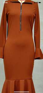 Nuovi Arrivi 2026: <span class=keywords><strong>Abito</strong></span> Lungo da Donna <span class=keywords><strong>Elegante</strong></span> Vintage Autunnale, A Costine, Vestibilità <span class=keywords><strong>Slim</strong></span>, Maniche Svasate, Coda di Pesce, con Cerniera, Stile Cowgirl - Product Image 6