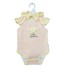 Vente chaude bébé produits 2023 vêtements d'été bébé cadeaux à manches courtes bébé barboteuses accessoires 3 en un - Product Image 3