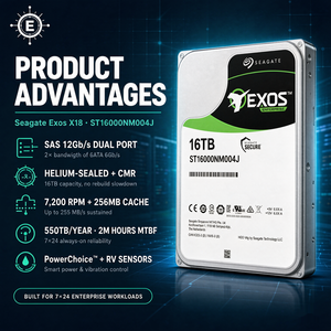 Disque dur interne Exos ST16000NM004J 16 To 7200 tr/min SAS 12 Gbit/s 256 Mo 3,5 pouces pour serveur d'entreprise, qualité professionnelle, fiable - Product Image 2