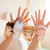 Porte-clés en peluche Kawaii à boucles volumineuses, figurine animale compagnon de table, ornement suspendu pour sac à dos, vente en gros transfrontalière