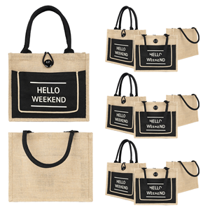 Eco Friendly Initial Laminated Burlap Reusable Linen Beach Bag Shopping Jute Tote Bags With Logo