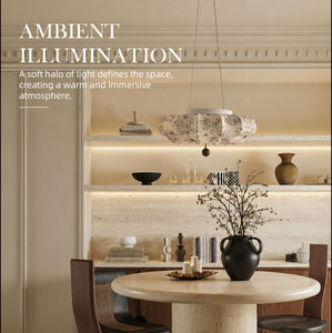 Stylish Wavy <b>Cloud</b> Fabric Hanging Pendant <b>Light</b> Floral Pattern <b>Shade</b> For Living Room Dining Space Residential Interior Lighting - Product Image 3