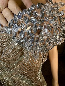 Novance Y3638-F Abito Elegante con Strass di Alta Qualità Produzione Personalizzata Abito con Collo all'Americana per Feste di Compleanno - Product Image 4