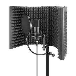 High-Density 5 Pintu Menyerap Suara Busa Mikrofon Isolasi Perisai Kedap Suara Layar Mic untuk Studio Rekaman Mikrofon