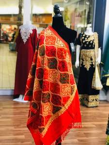 Women <b>Red</b> Embroidered Floral Pattern European American Winter <b>Scarf</b> Shawl Long Fringe Soft Warm Breathable Durable Reversible - Product Image 1
