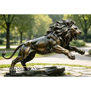 Statua di <span class=keywords><strong>leoni</strong></span> in bronzo fusa a cera persa, personalizzata, moderna, per decorazione esterna di ingressi e vialetti. - Product Image 3