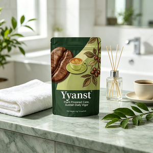 Café Instantáneo Crudo de Origen Vegetal, Mezcla de Granos de Café Verde Oscuro, 10g*10 Sobres, Ilustración de Grano de Café, Bolsa con Base, Etiqueta Personalizada, Directo de Fábrica - Product Image 5
