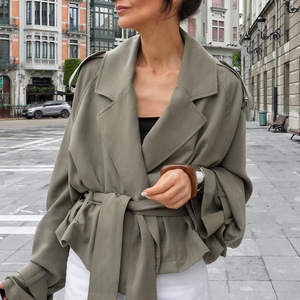 Cappotto <span class=keywords><strong>Trench</strong></span> Elegante da <span class=keywords><strong>Donna</strong></span> Personalizzato con Cintura e Ampio Risvolto, Foderato in Pile di Poliestere, Versatile e Casual per l'Autunno - Product Image 3
