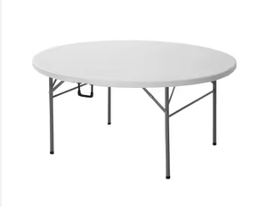 Mesa Plegable Redonda Portátil de Plástico Resistente de <span class=keywords><strong>60</strong></span> Pulgadas (152 cm) para Exteriores, Color Blanco, para Eventos y Fiestas - Product Image 1