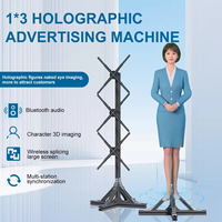 Ventilateur holographique LED 3D 1*3 à assembler, affichage WiFi extérieur avec vidéo animée, résolution 1920x1080, équipement publicitaire
