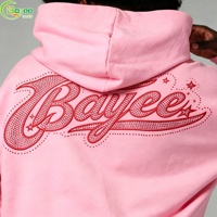Sweat-shirts à capuche surdimensionnés en coton bio 100% coton, faits sur mesure, avec fermeture éclair, broderie en strass, style streetwear pour hommes, en tissu French Terry