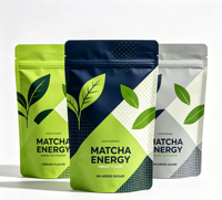 Sachets Doypack de qualité alimentaire pour poudre de Matcha, anti-poussière et étanches à l'eau, avec fermeture éclair en aluminium, logo personnalisé, taille sur mesure