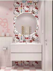 Meuble-lavabo mural simple et moderne, série de dessins animés mignons, blanc pur, pour petit appartement - Product Image 6