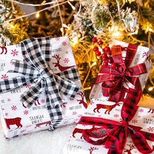 Custom Christmas Reindeer Snowflake Pattern Gift <b>Wrap</b> <b>Paper</b> <b>Roll</b> 100GSM Coated Specialty <b>Paper</b> Eco-Friendly Digital Printing - Product Image 3