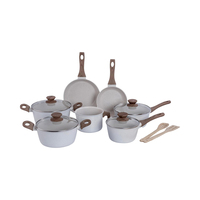 Ensemble de casseroles de haute qualité au design moderne, 14 pièces, antiadhésif, en métal, aluminium, verre, poignées en bakélite, induction, durable, pour la maison