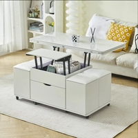Table basse multifonctionnelle pour petit appartement, table à manger intégrée avec rangement relevable pour salon