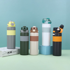 Prix de gros Bouteille d'eau en acier inoxydable 304 double paroi isolée Nice Rubber Matte Outdoor Wide Mouth Travel Drinking - Product Image 2