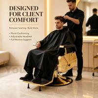 Salon-Möbel Luxuriöser Schwarz-Goldener Friseurstuhl Hydraulisch Verstellbarer Salonstuhl 360° Drehbar Hochbelastbar für Friseursalons