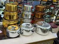 Ensemble de 3 chauffe-plats isothermes 1L, 2L, 3.5L avec poignée en bois pour la famille, le Ramadan, les mariages et les dîners