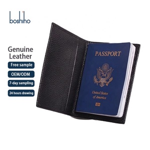 High Quality Genuine Leather Passport <b>Cover</b> RFID Travel Passport Wallet with ID <b>Window</b> New Design Leather Passport Holder - Product Image 2
