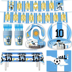 Nouvelles décorations de fête de l'équipe nationale d'Argentine, ensemble de vaisselle pour les Jeux mondiaux Messi avec assiettes en papier, gobelets, bannières pour fête de football - Product Image 4