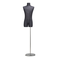 Mannequin de vitrine pour veste, en fibre de verre, pour homme, bras flexibles en bois, noir, demi-corps supérieur, mannequin masculin pour costume, présentoir de costumes