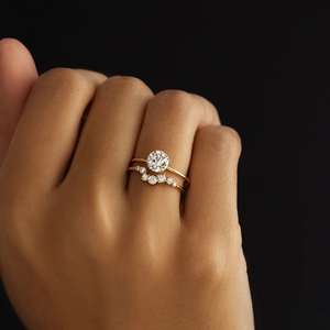 CANNER <b>Unique</b> Elegant Zircon <b>Ring</b> <b>Engagement</b> Luxury Four-Prong Crown Wedding <b>Ring</b> Ladies S925 Silver Gold Plated Jewelry <b>Ring</b> - Product Image 2