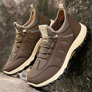 Chaussures de sport respirantes unies pour hommes, collection printemps, antidérapantes, grandes tailles, pour voyage, pour hommes d'âge moyen, vente en gros transfrontalière - Product Image 2