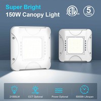 Luces LED para Techo, 150W, CCT 5000K, 100-277VAC, Certificación ETL, para Exteriores, Industriales, Cuadradas, de Aluminio, para Almacenes, IP65, Garantía de 5 Años