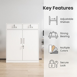 Armadio Metallico con Due Cassetti Superiori e Doppia Porta Inferiore, Arredamento per Ufficio e Casa - Product Image 2