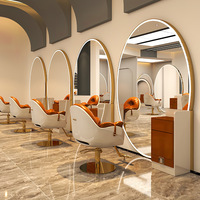 Miroirs de salle de bain LED muraux sur mesure de qualité supérieure, à cadre doré et bordure fine argentée, pour salon de coiffure, avec cadre en alliage d'aluminium