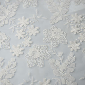 Ricamato piccoli fiori trasparente latte di seta tessuto di pizzo per le donne abito da sposa cucito - Product Image 6