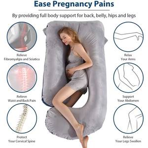 Almohada de Embarazo en Forma de J, Personalizada, Cómoda, con Certificación OEKO-TEX, de Terciopelo, Rellena de Algodón PP, para Soporte de <span class=keywords><strong>Maternidad</strong></span> - Product Image 3