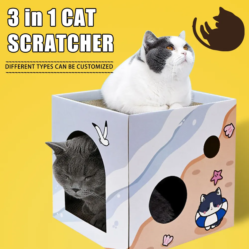 Di alta qualità Scratching Condo giocattoli divertenti moda gatto interattivo antigraffio scatola di cartone accessori per animali domestici