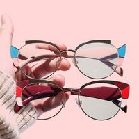 Lunettes de vue unisexes anti-lumière bleue, monture demi-cerclée en métal, style œil de chat, pour la lecture et l'extérieur