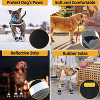 Chaussures et chaussettes pour animaux de compagnie, lot de 4, antidérapantes, respirantes, en microfibre et caoutchouc avec bandes réfléchissantes, vente en gros