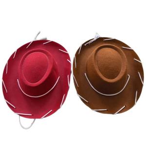 Chapeau de <span class=keywords><strong>cowboy</strong></span> vintage personnalisé à large bord en feutre pour Halloween, cosplay et événements sur le thème western - Product Image 1