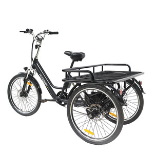 Bicicleta Eléctrica con Marco de Aluminio para Entrega de Alimentos, Triciclo Eléctrico de 7 Velocidades con Asistencia al Pedaleo y Tres Ruedas de <span class=keywords><strong>24</strong></span> Pulgadas para Entrega de Carga - Product Image 1
